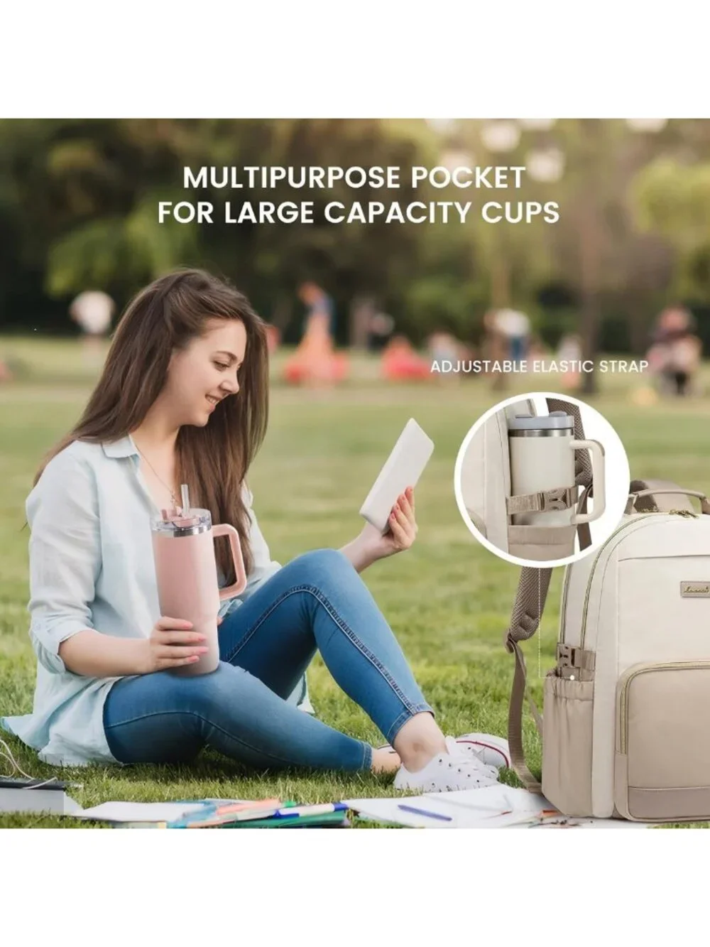 Stylish Waterproof Laptop Backpack for Women, Large Capacity Travel Bag, 17
